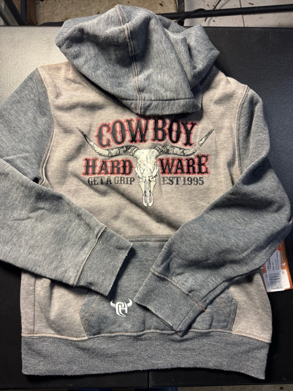 NWT Cowboy Hard Ware Grey Kids Hoodie Sweatshirt